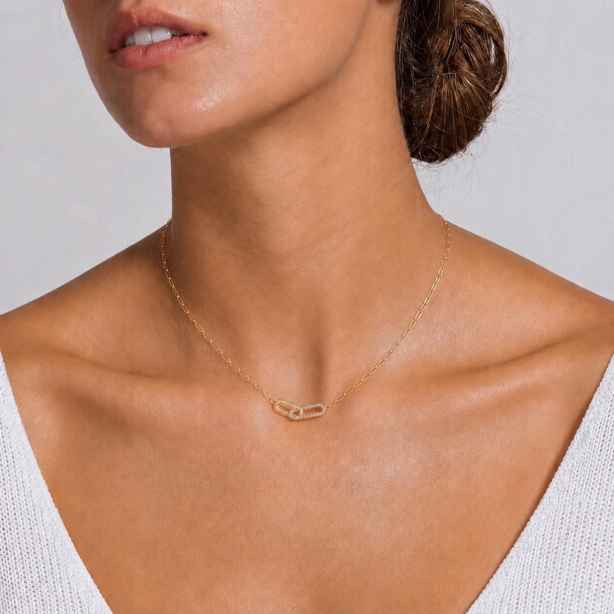 925 Silver Interlock Zircon Necklace