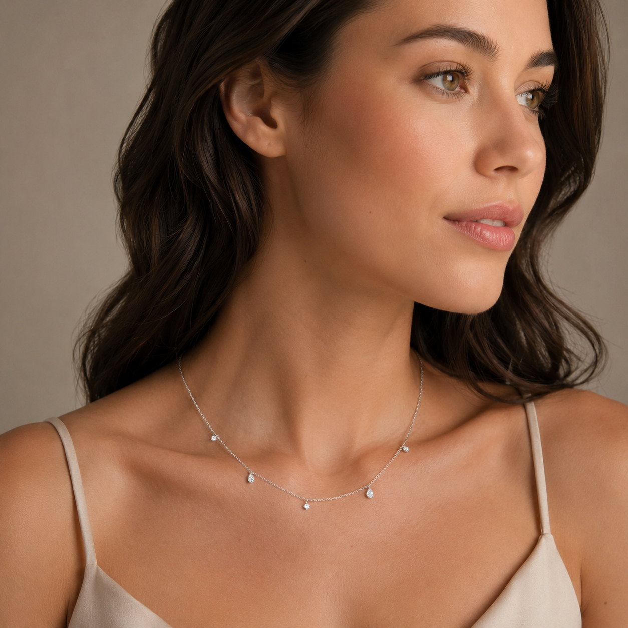 925 Silver Pear Cut Zircon Necklace
