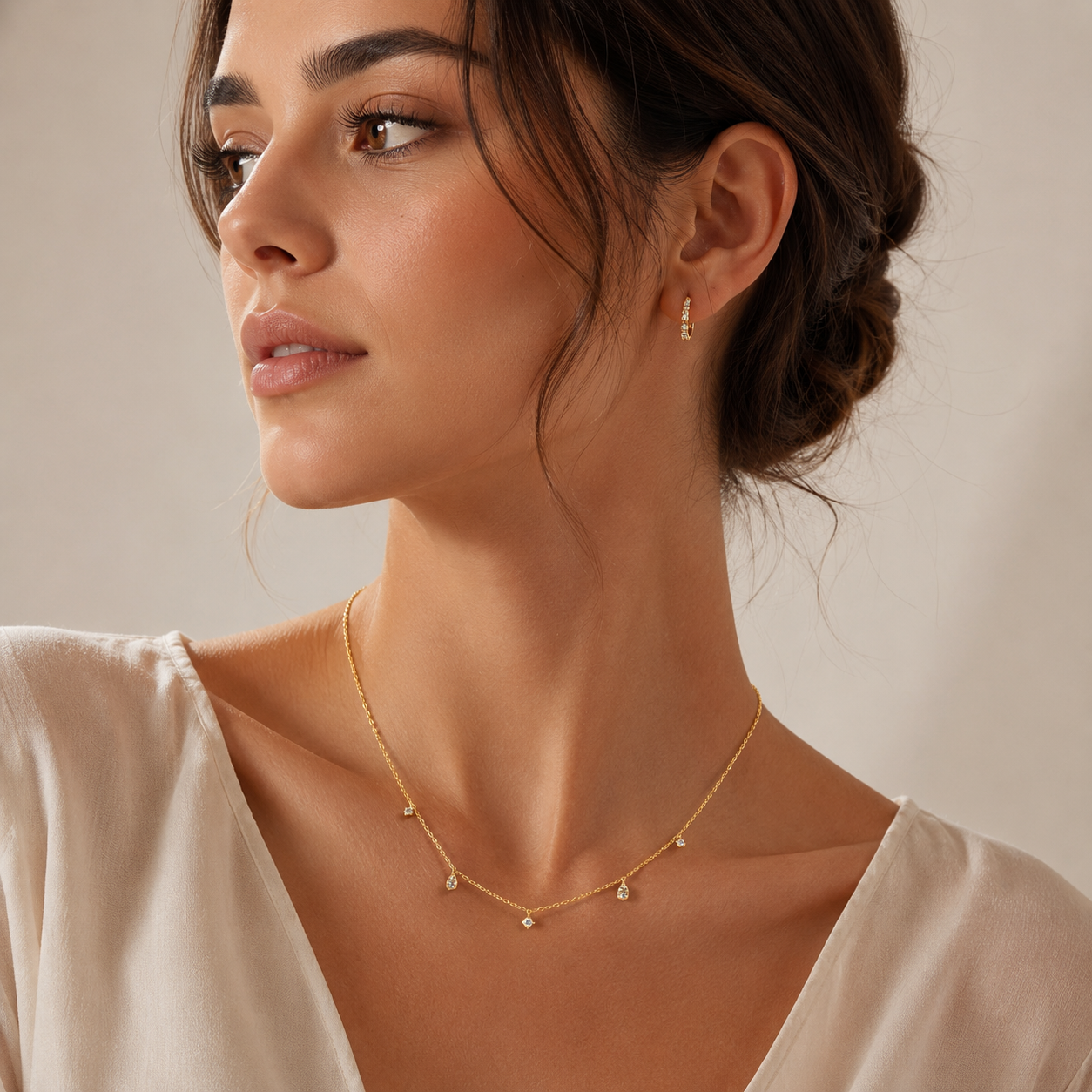 925 Silver Pear Cut Zircon Necklace