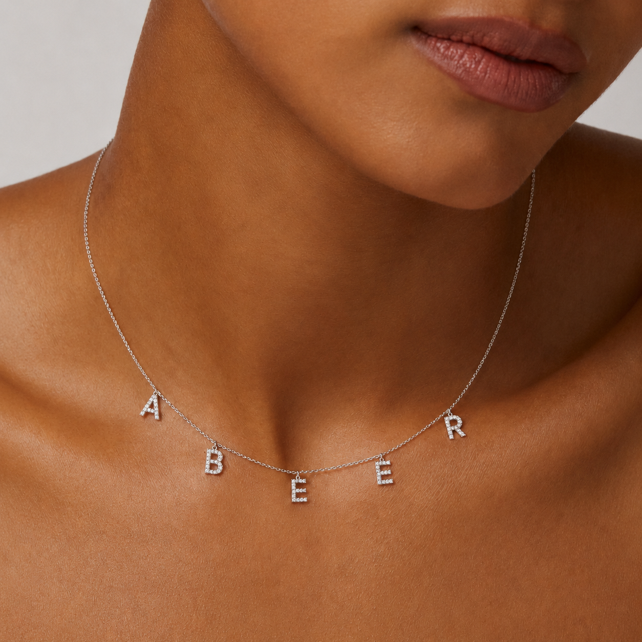 Custom 925 Silver Spaced Letter Necklace
