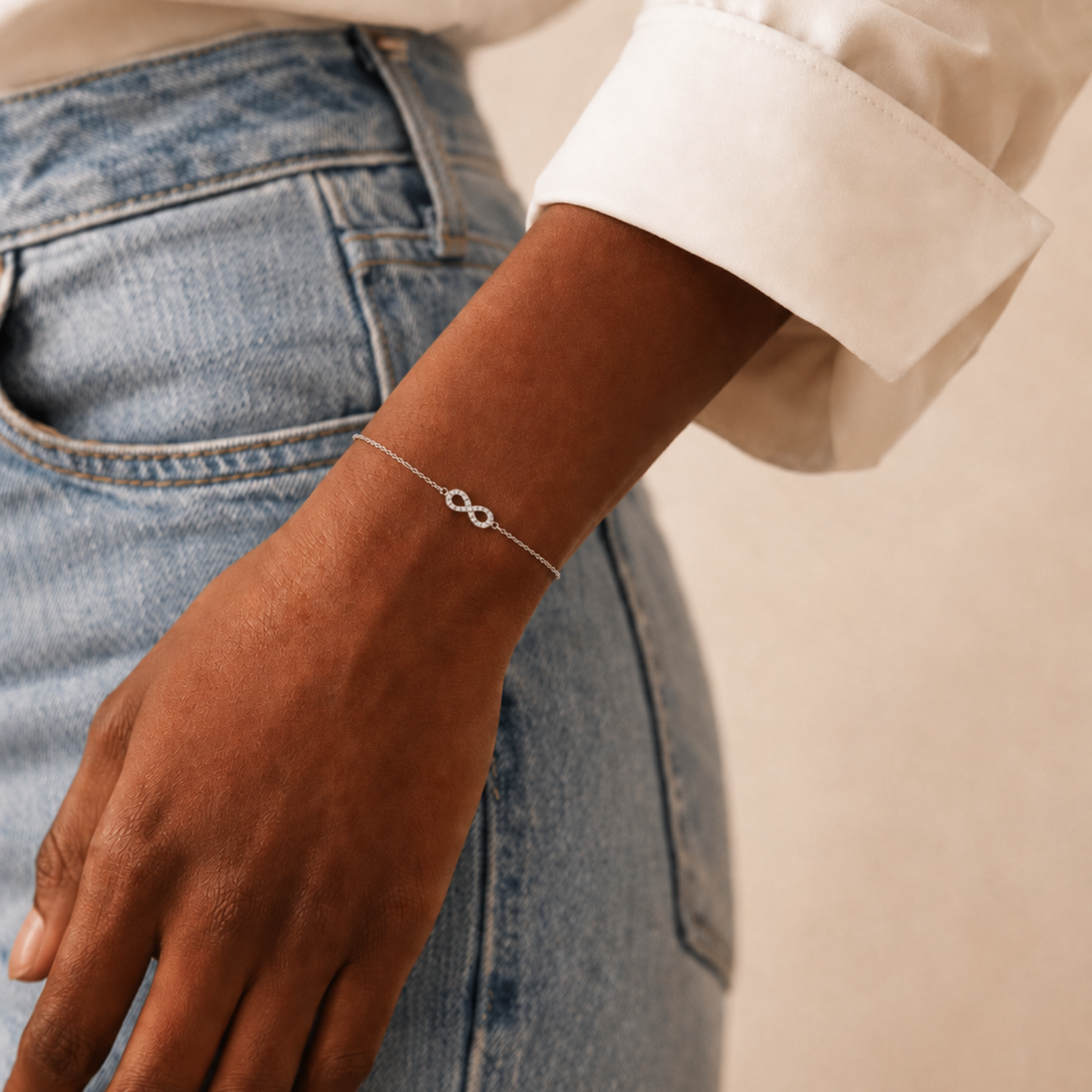 Infinity Love Moissanite Silver Bracelet