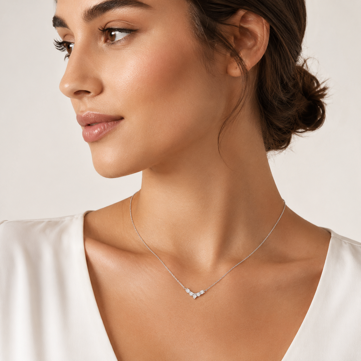 925 Silver V Pave Zircon Necklace
