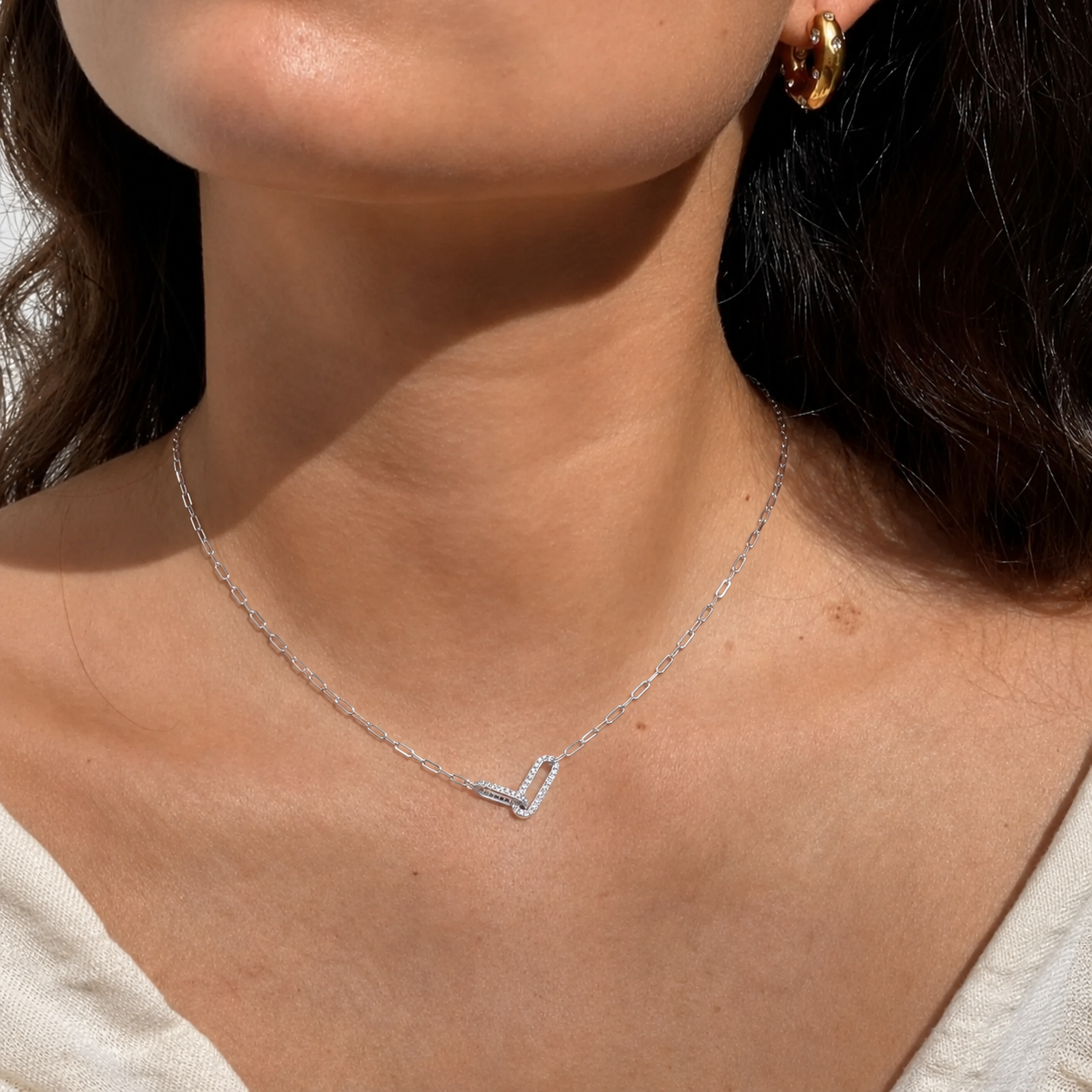 925 Silver Interlock Zircon Necklace