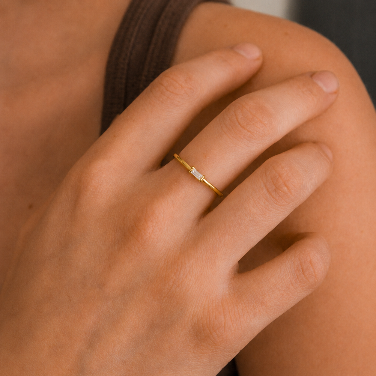 925 Sterling Silver Gold CZ Crystal Ring