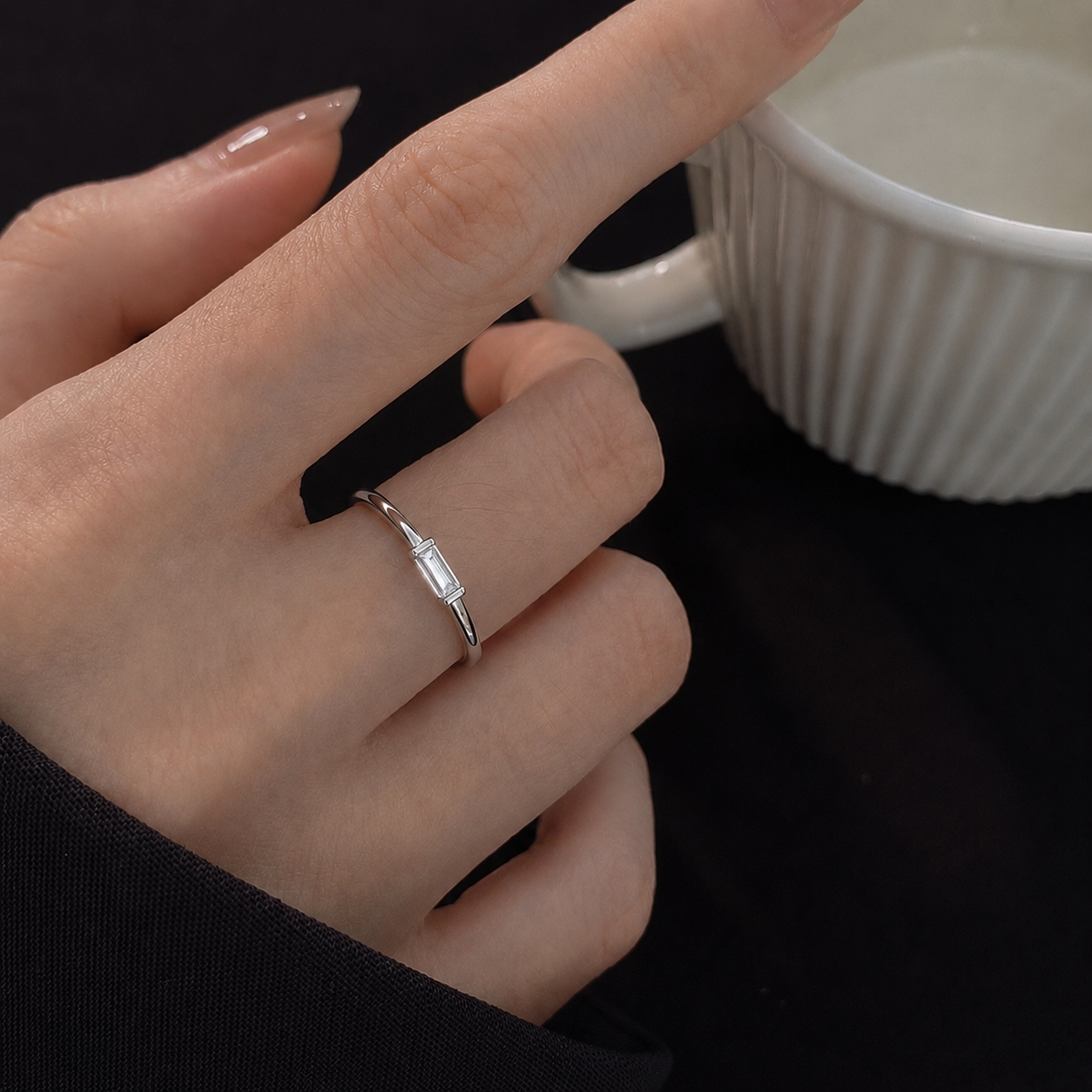 925 Sterling Silver Gold CZ Crystal Ring