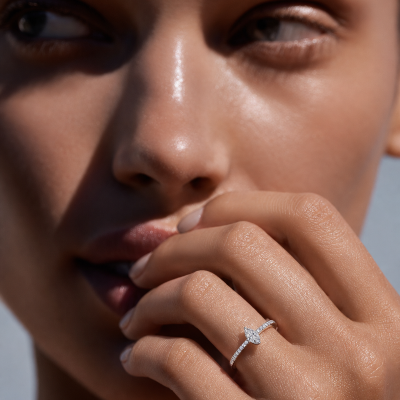 S925 Sterling Silver Marquise Moissanite Ring