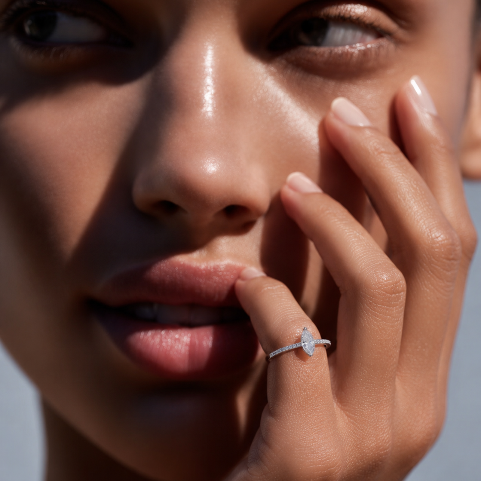 S925 Sterling Silver Marquise Moissanite Ring