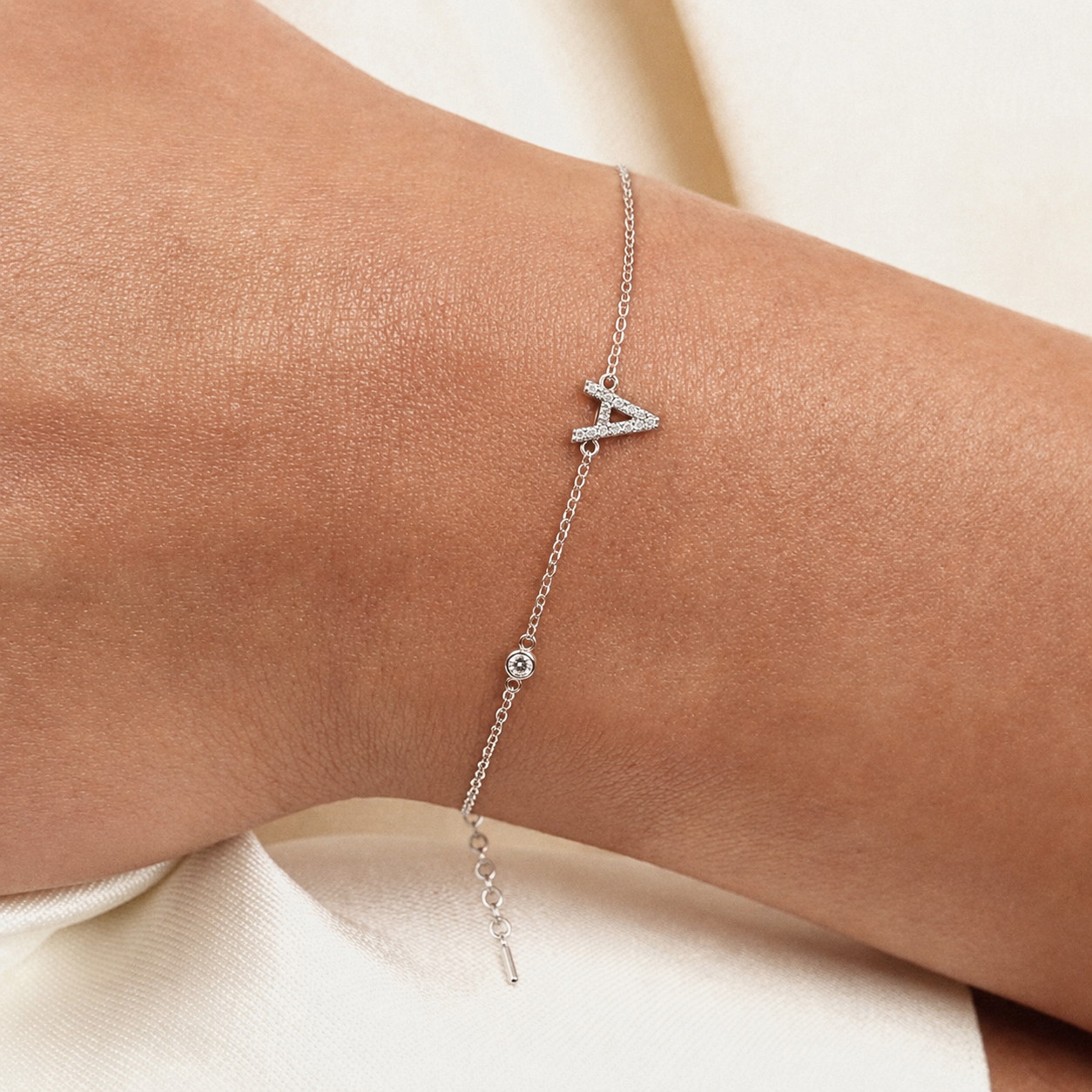 925 Silver Initial Zircon Bracelet