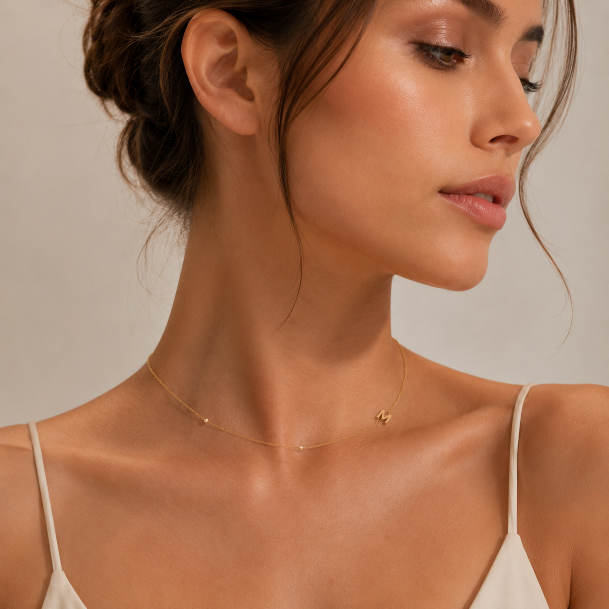 925 Silver Gold Initial Choker