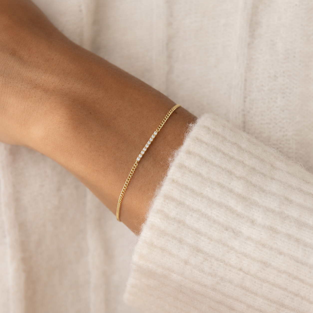 925 Silver Zircon Chain Bracelet