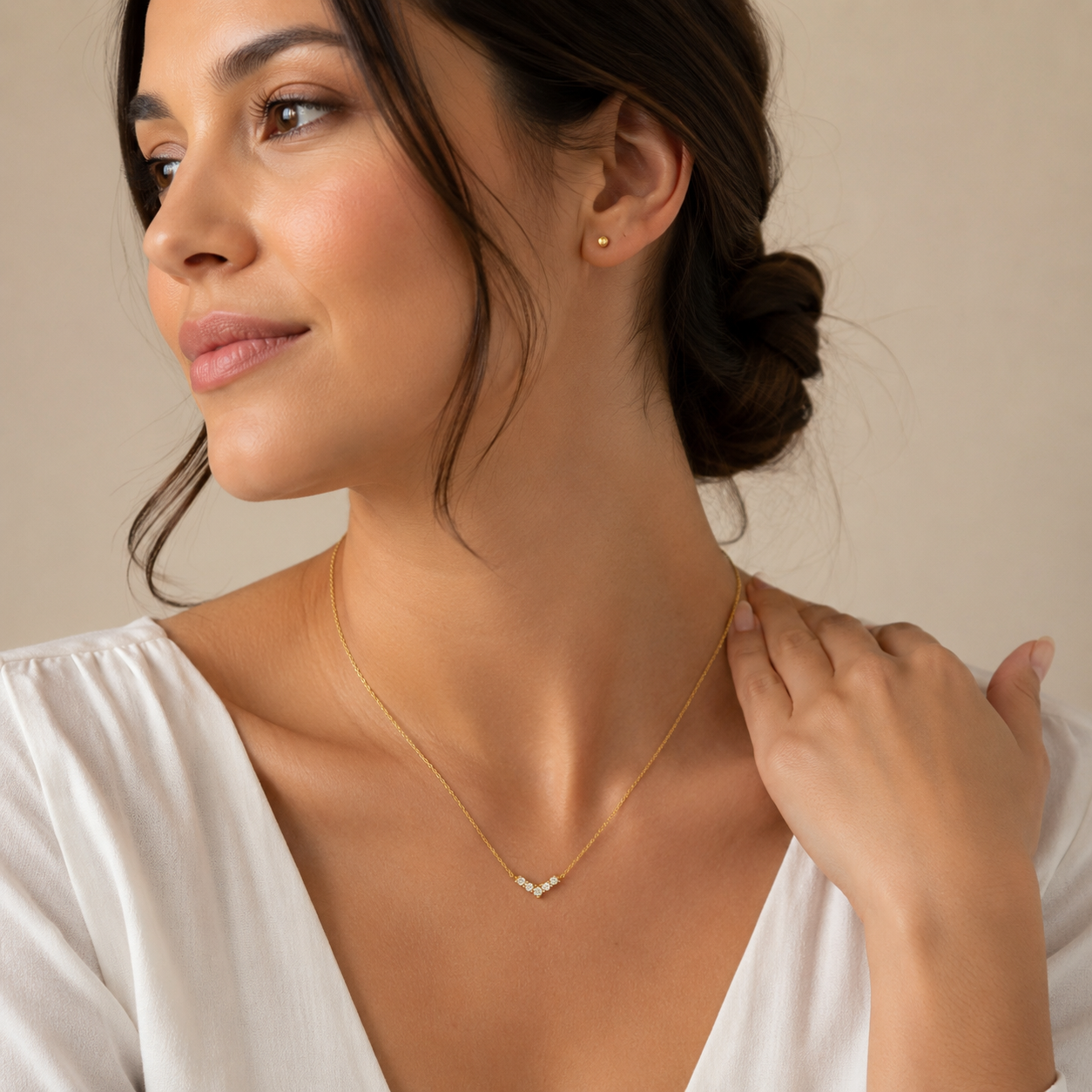 925 Silver V Pave Zircon Necklace