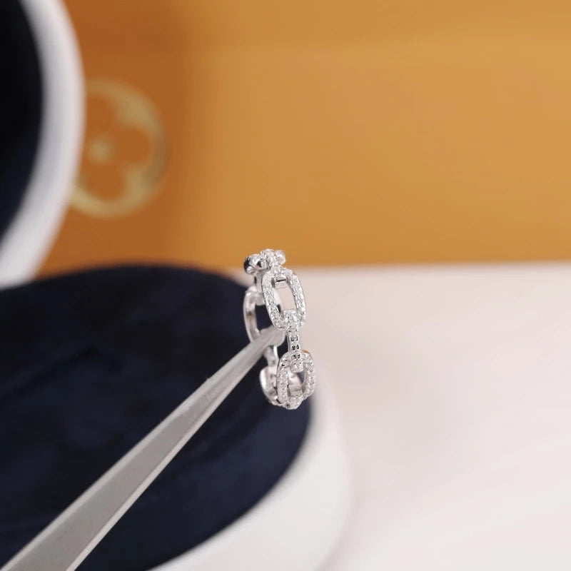 S925 Sterling Silver Zircon Link Ring