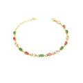 925 Sterling Silver Gold Green Rainbow CZ Bracelet