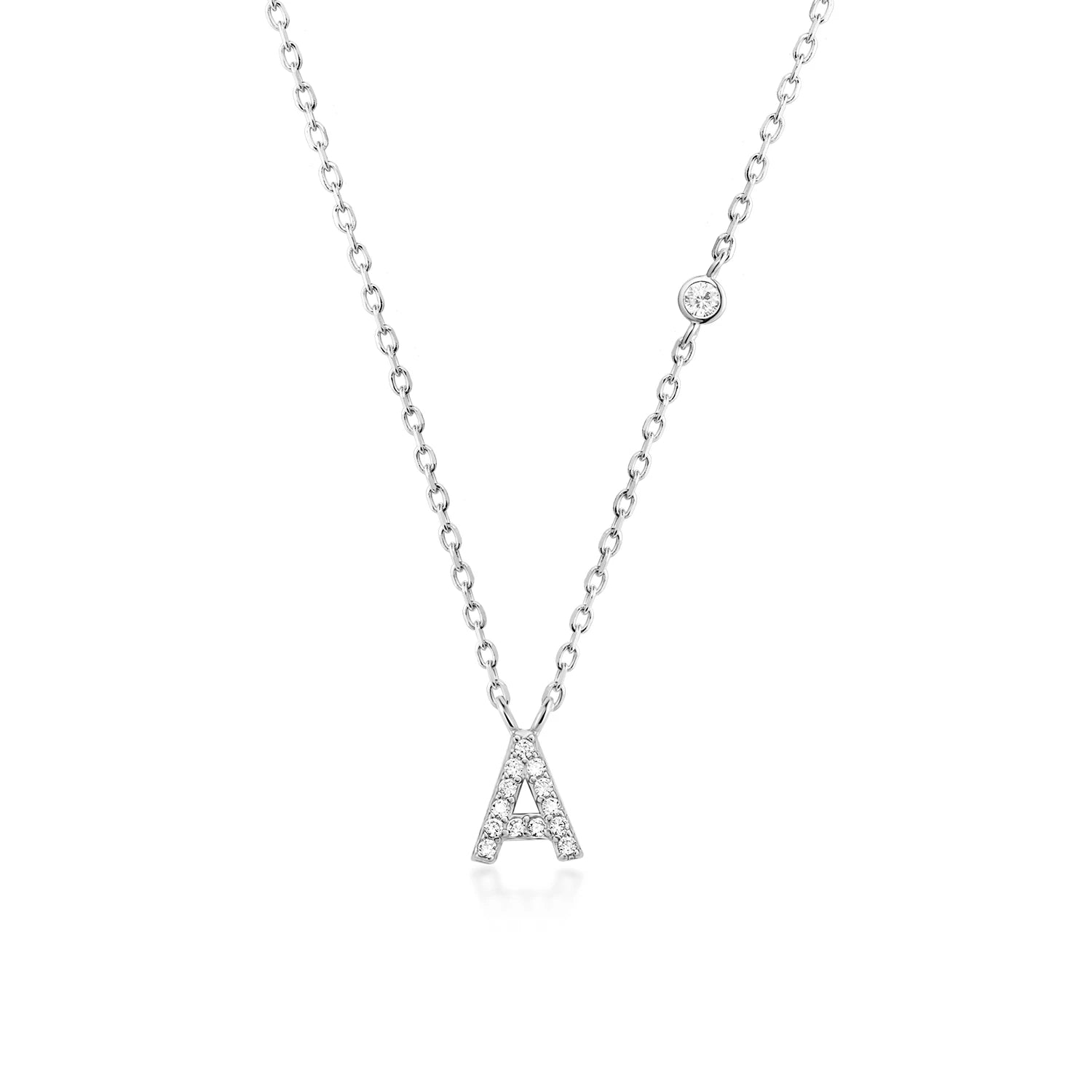 925 Silver Zircon Initial Necklace