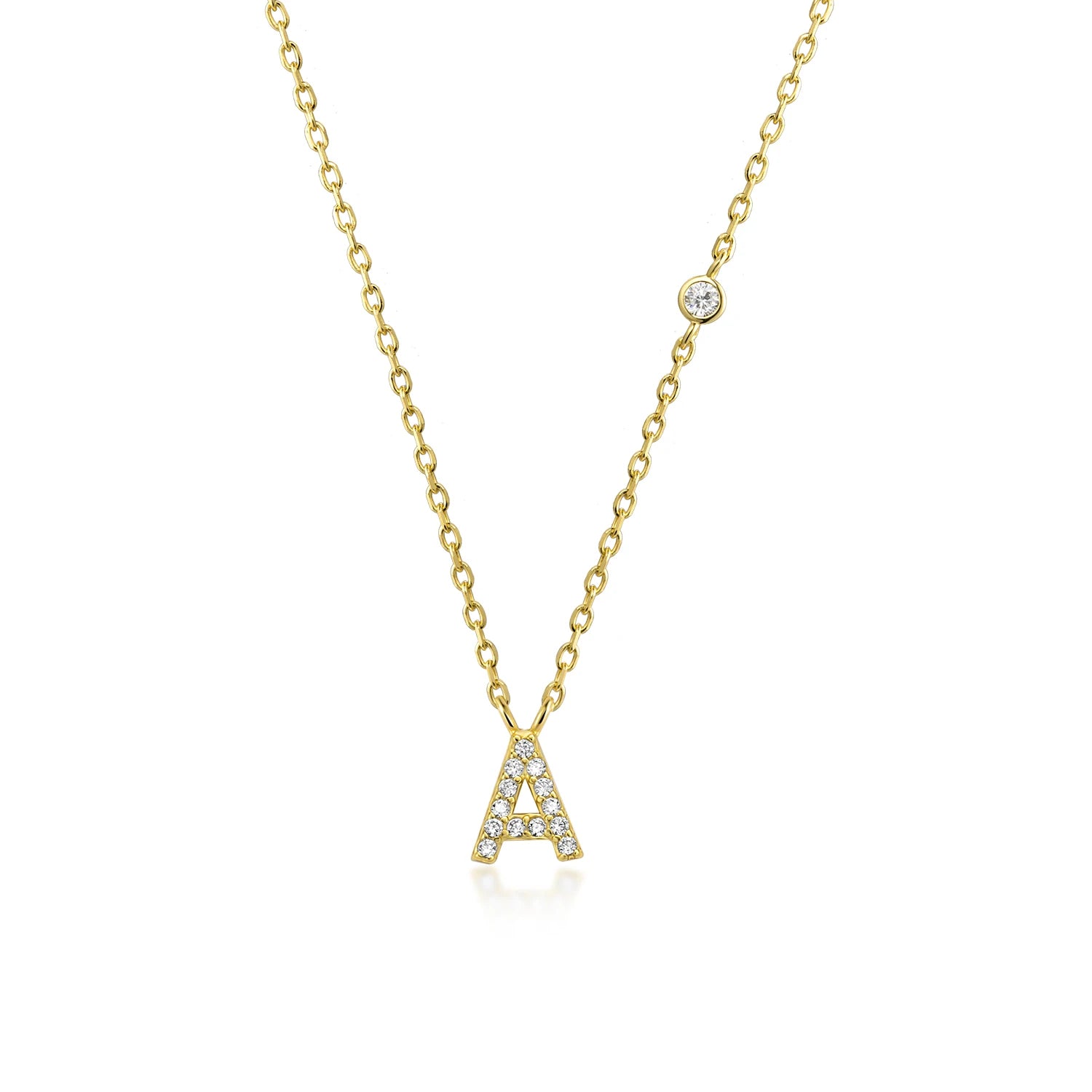 925 Silver Zircon Initial Necklace