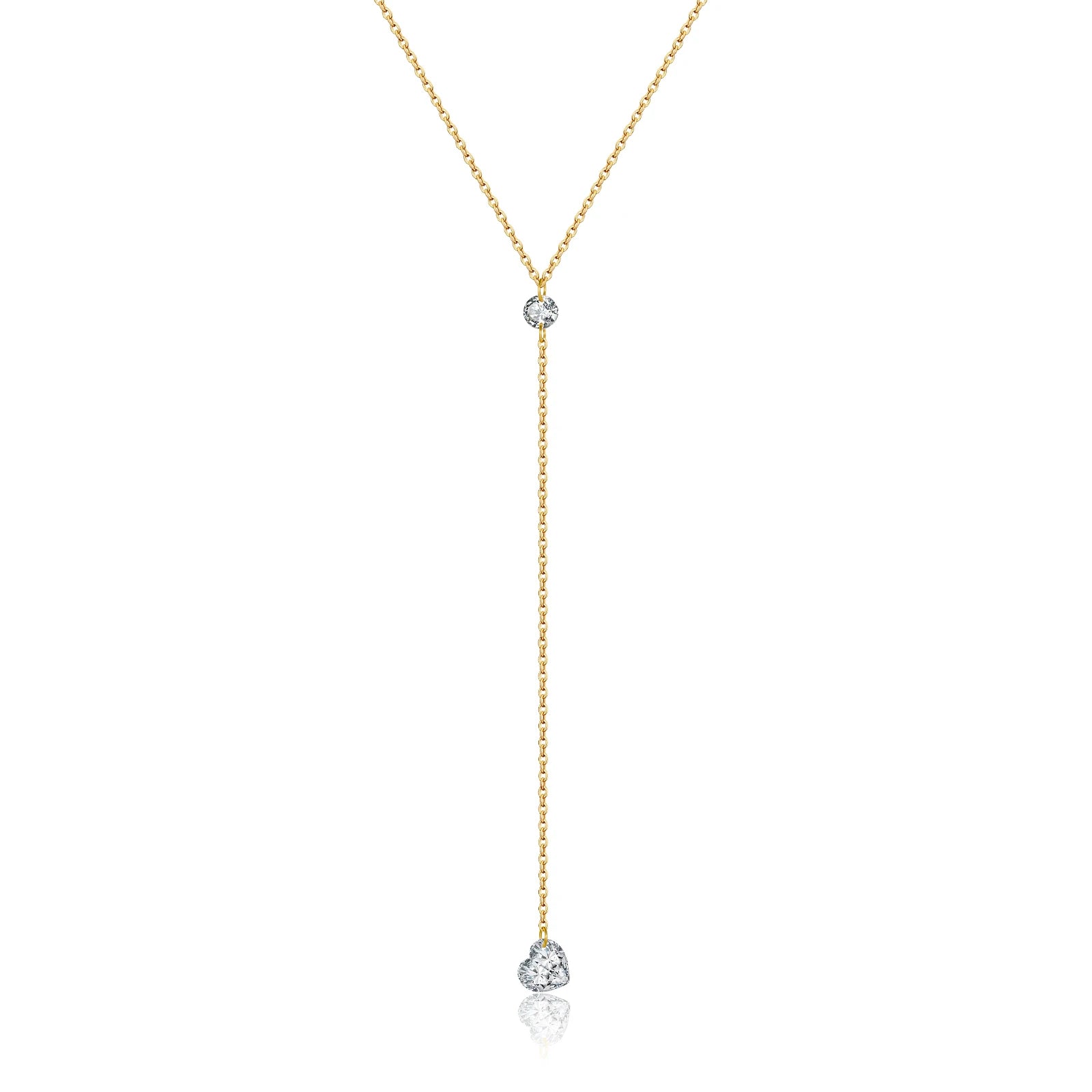925 Silver Heart Drop Y Necklace