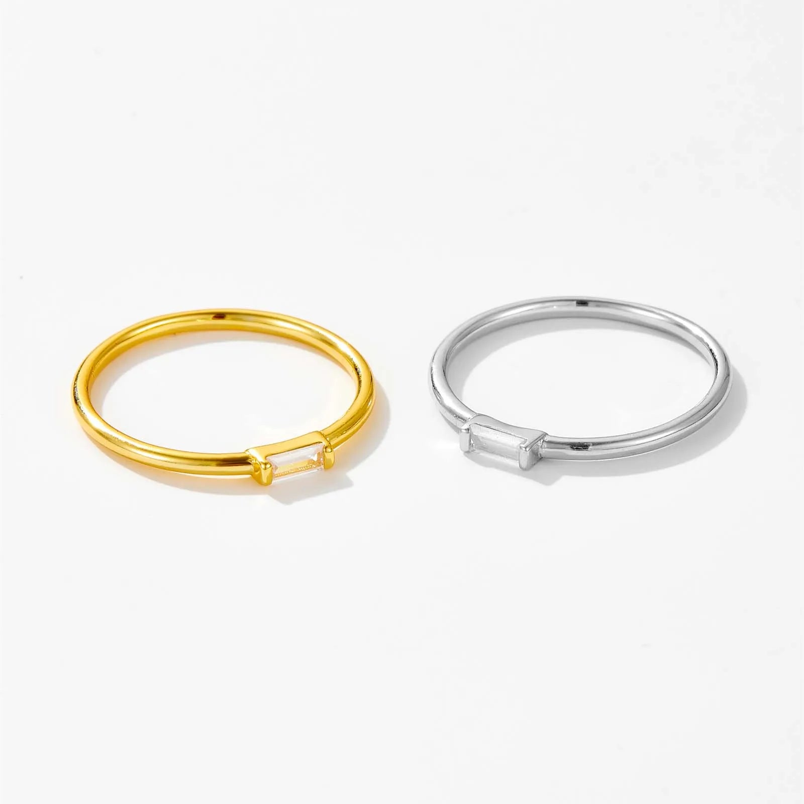 925 Sterling Silver Gold CZ Crystal Ring