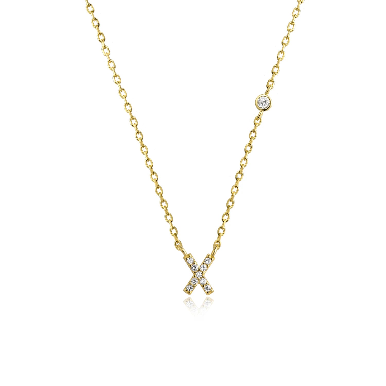 925 Silver Zircon Initial Necklace