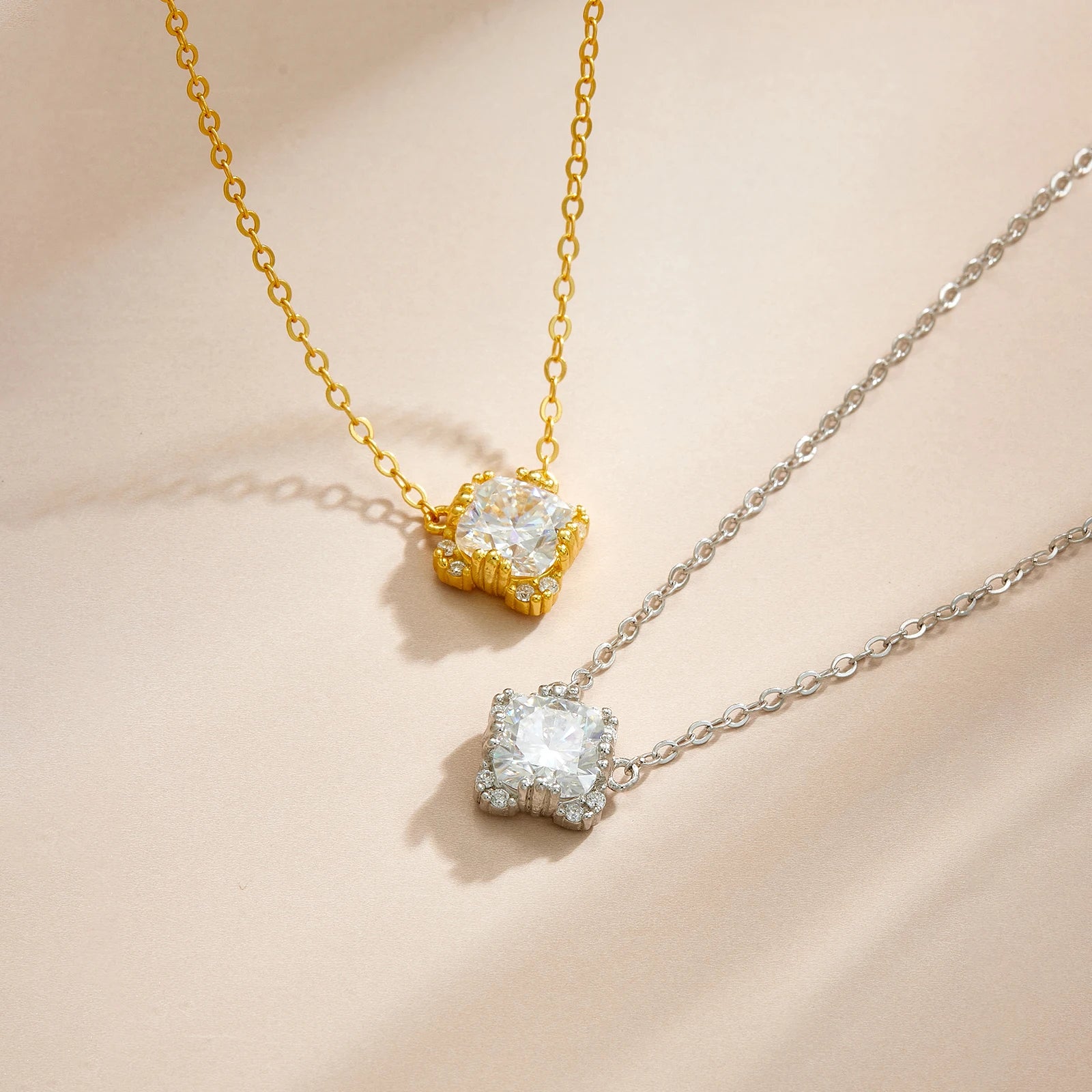 925 Silver Cushion Cut Moissanite Necklace