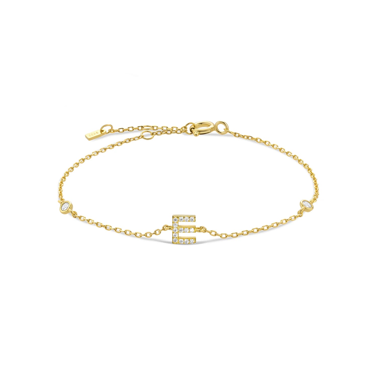 925 Silver Initial Zircon Bracelet