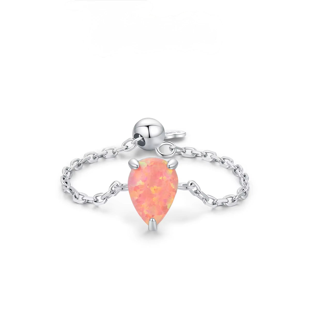 S925 Sterling Silver Opal Link Ring