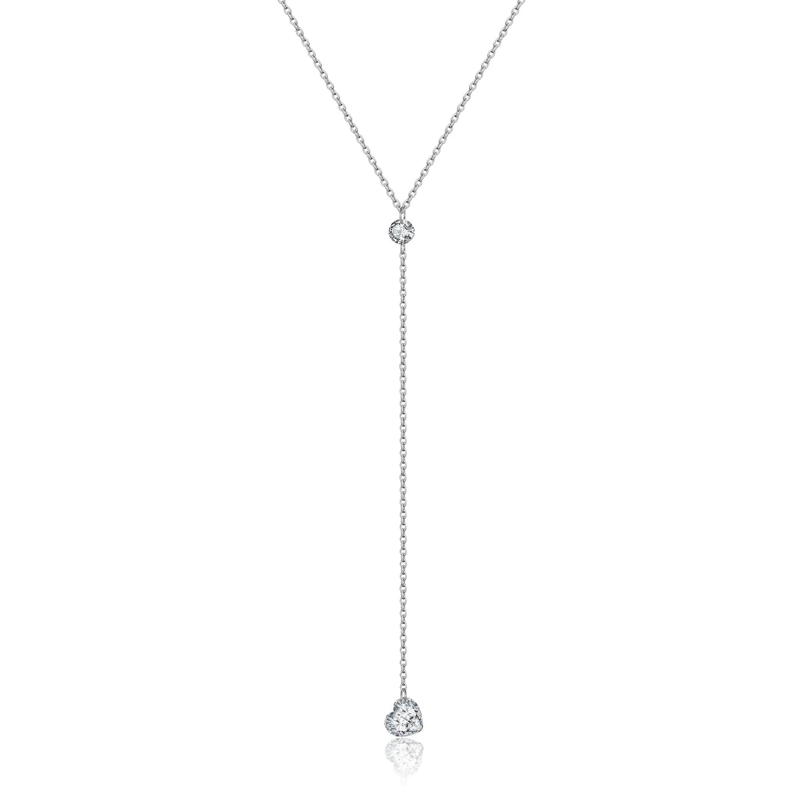 925 Silver Heart Drop Y Necklace