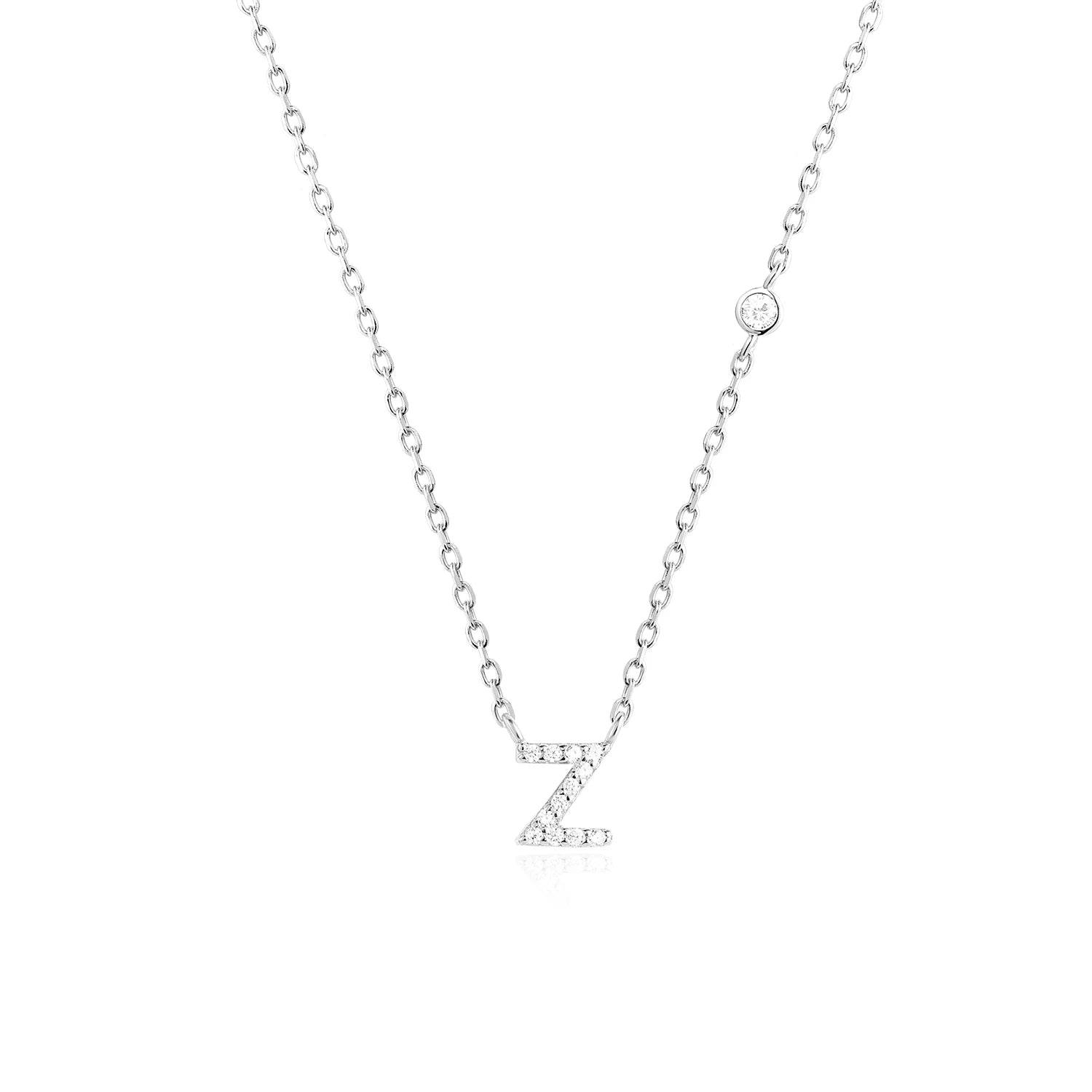 925 Silver Zircon Initial Necklace