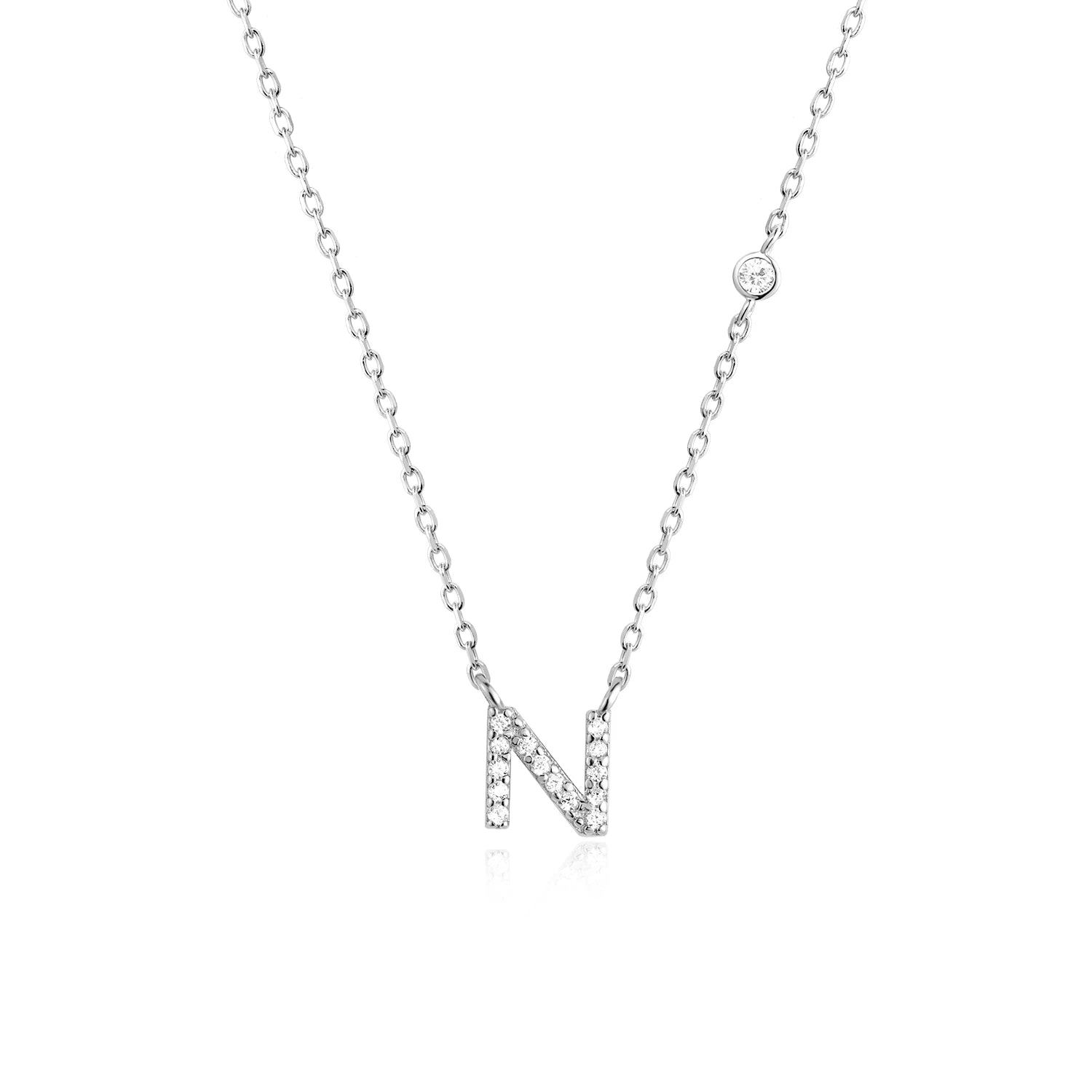 925 Silver Zircon Initial Necklace