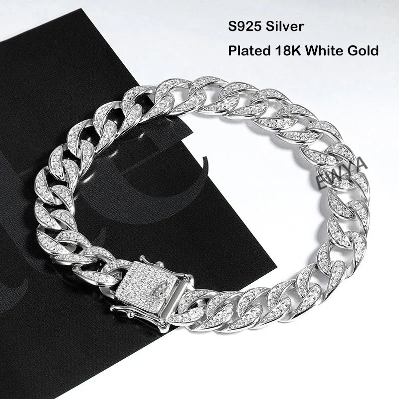 Moissanite Cuban Link Silver Bracelet