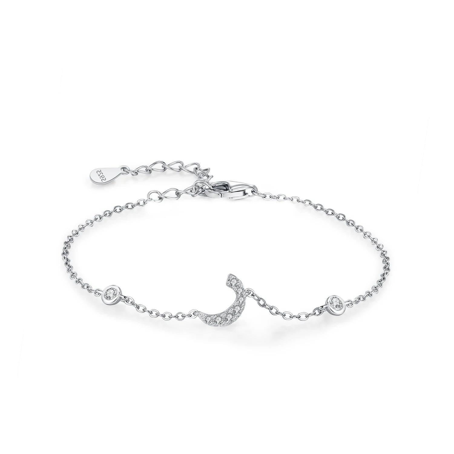 925 Sterling Silver Arabic Letter Chain Bracelet