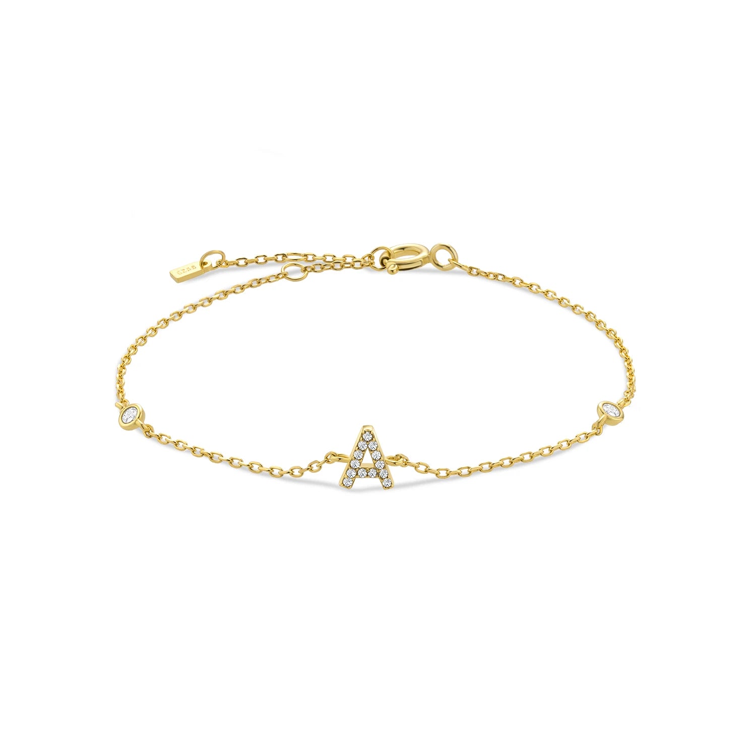 925 Silver Initial Zircon Bracelet