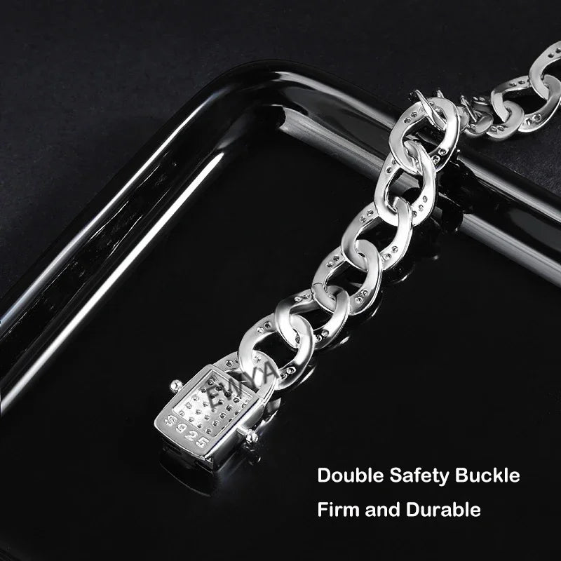 Moissanite Cuban Link Silver Bracelet