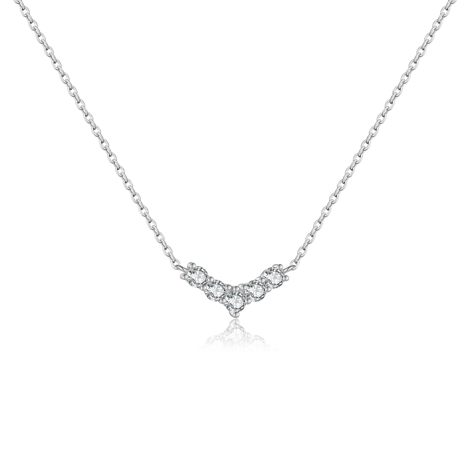 925 Silver V Pave Zircon Necklace