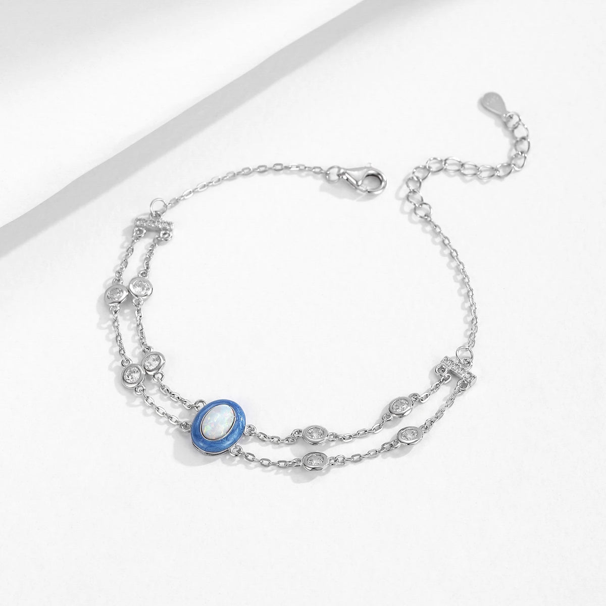 Gradient Opal Double-Layer Charm Bracelet
