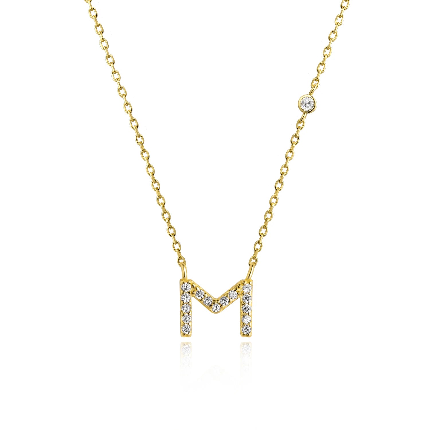925 Silver Zircon Initial Necklace