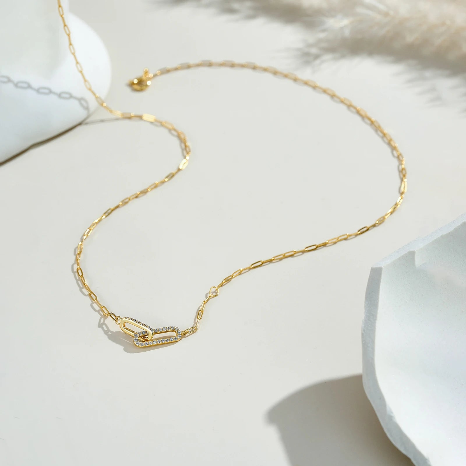 925 Silver Interlock Zircon Necklace