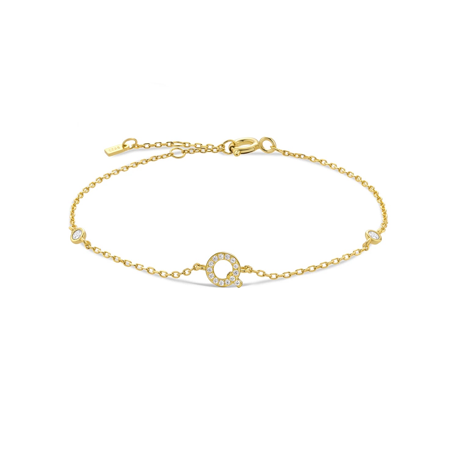 925 Silver Initial Zircon Bracelet