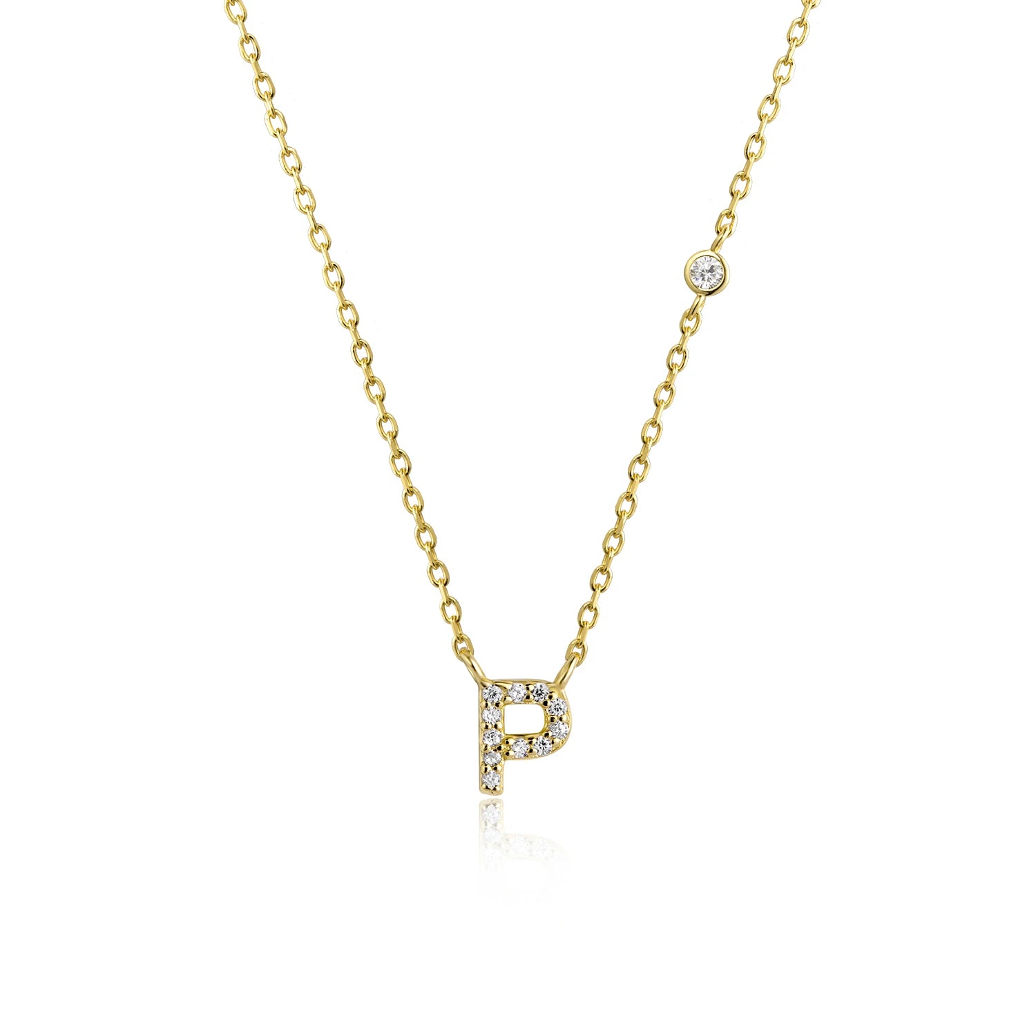 925 Silver Zircon Initial Necklace