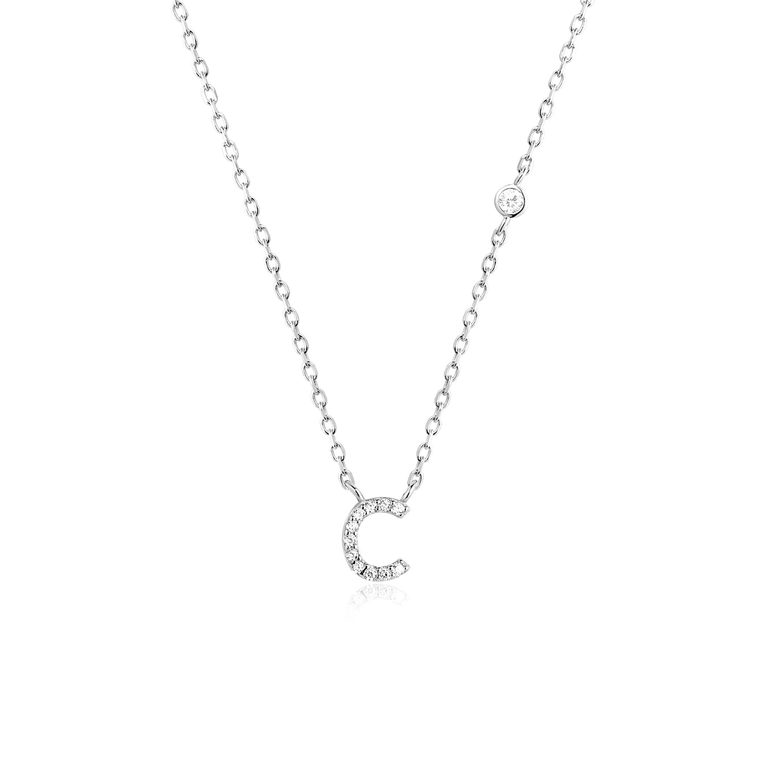 925 Silver Zircon Initial Necklace