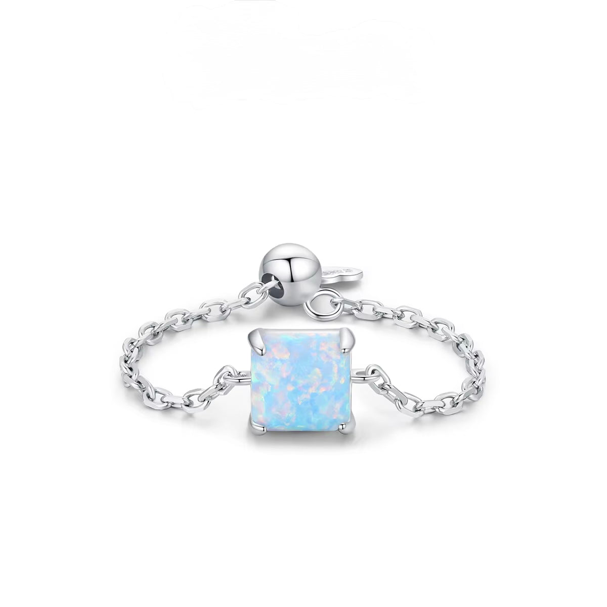 S925 Sterling Silver Opal Link Ring