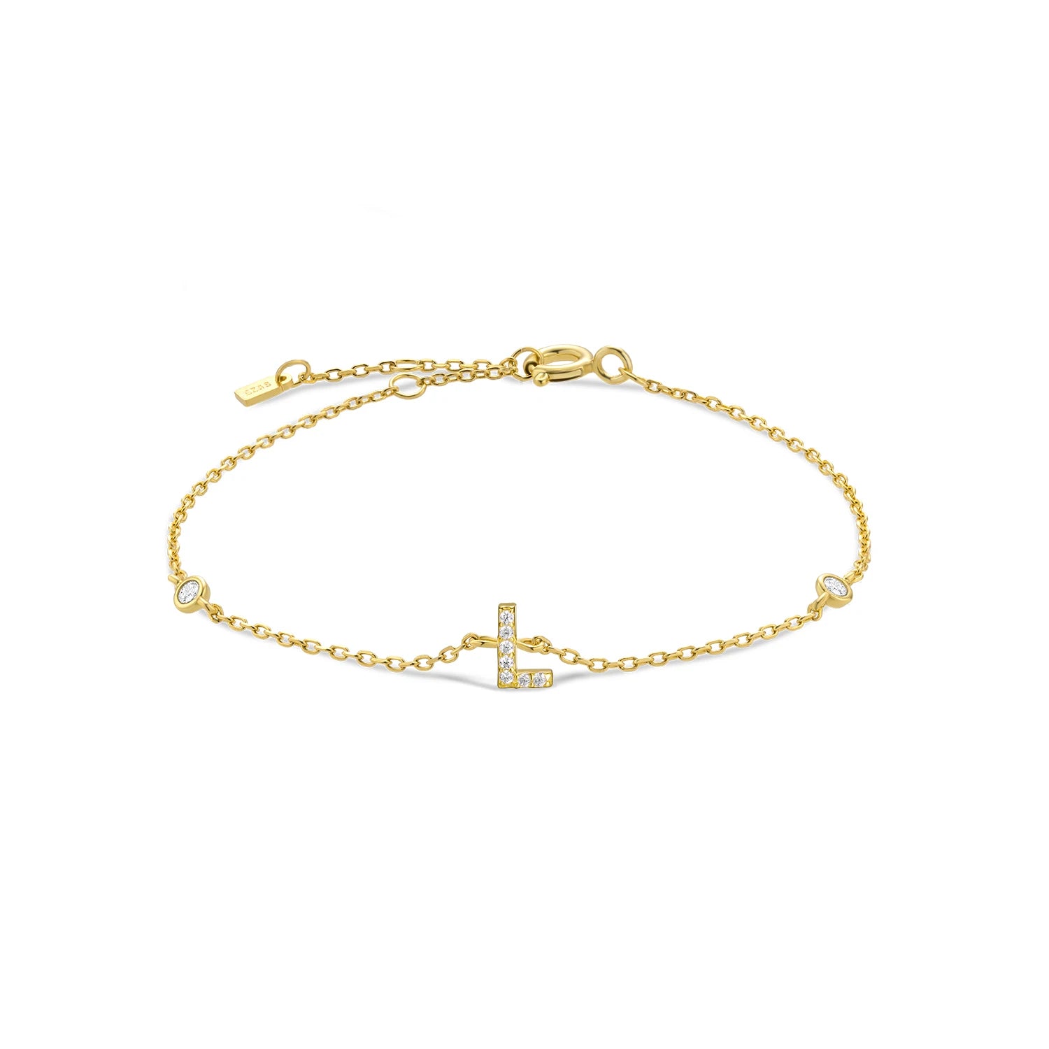925 Silver Initial Zircon Bracelet