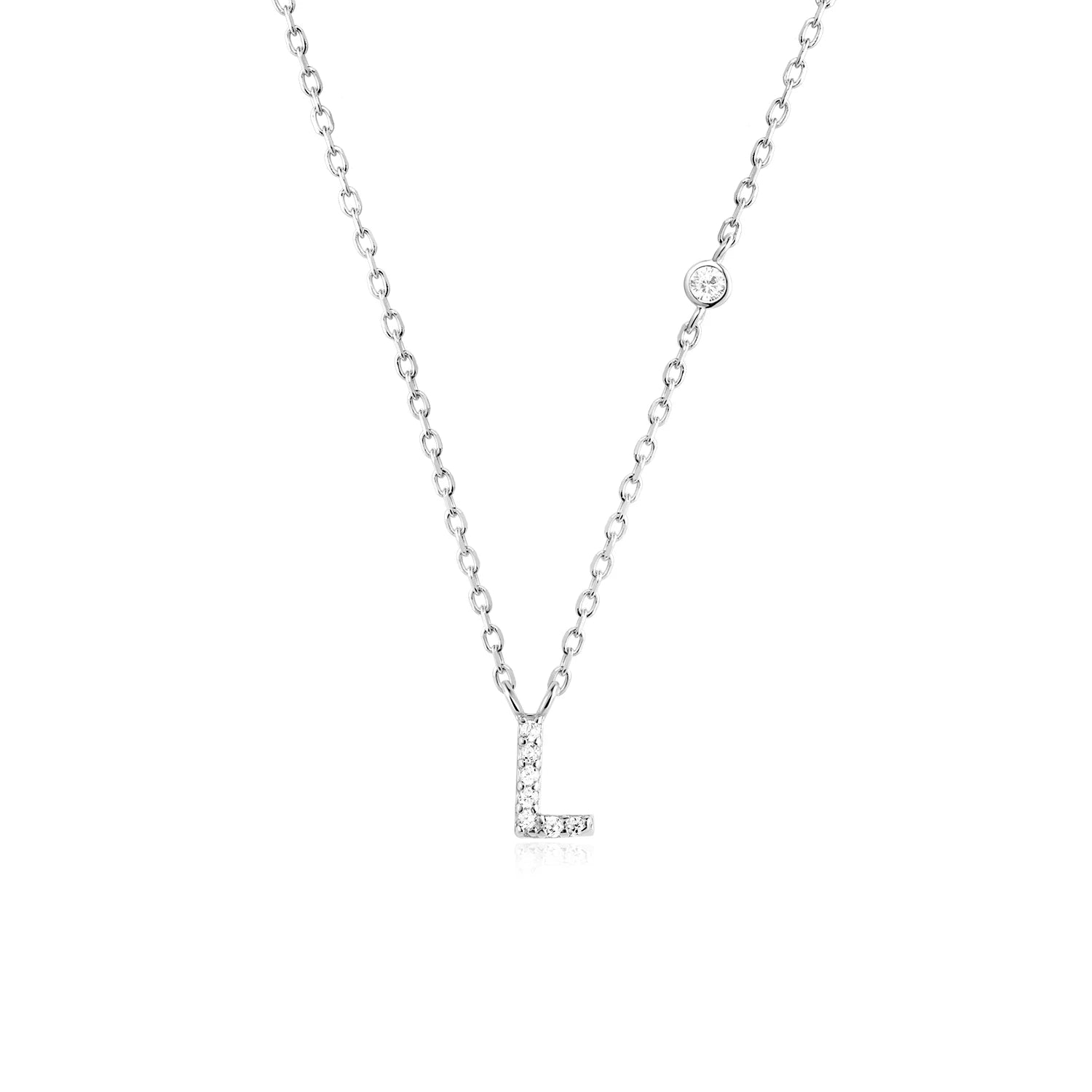 925 Silver Zircon Initial Necklace