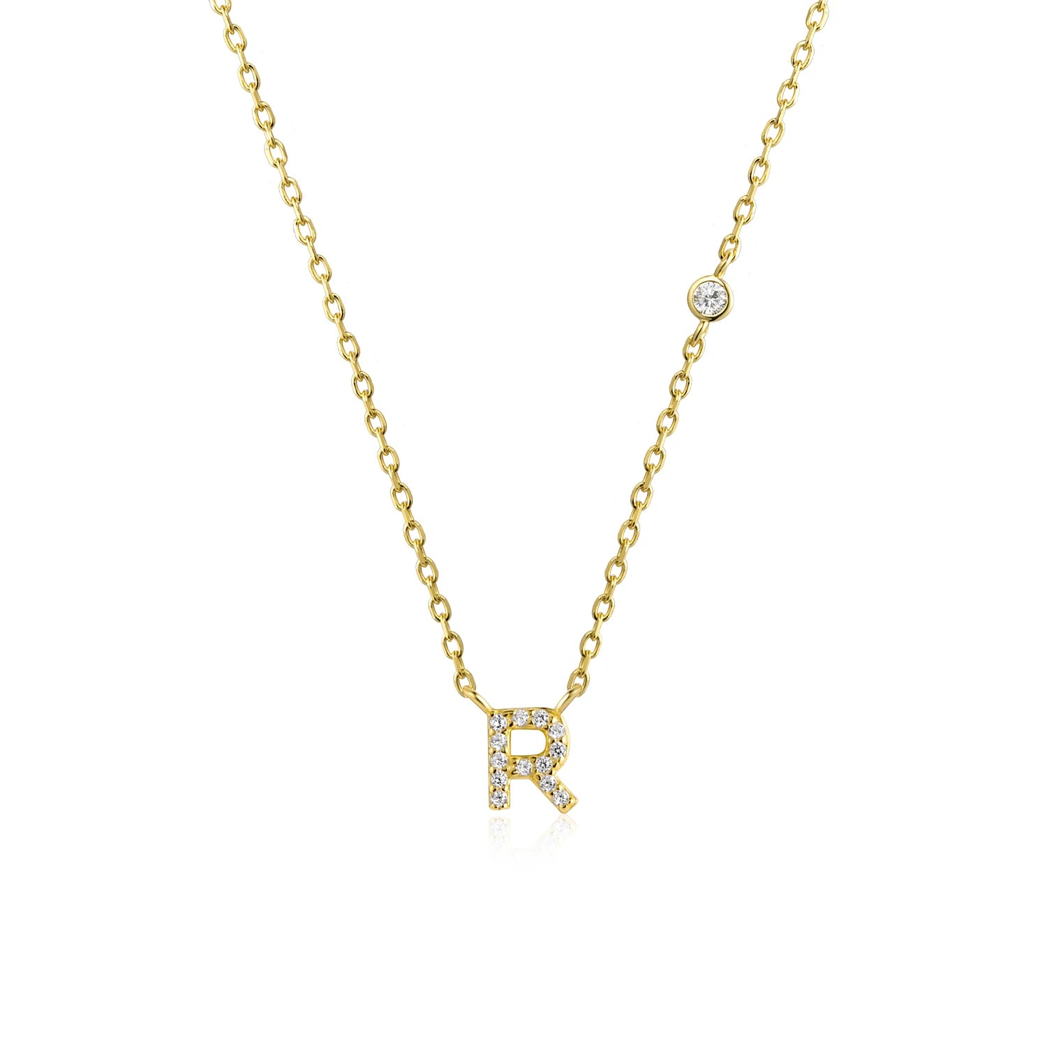 925 Silver Zircon Initial Necklace