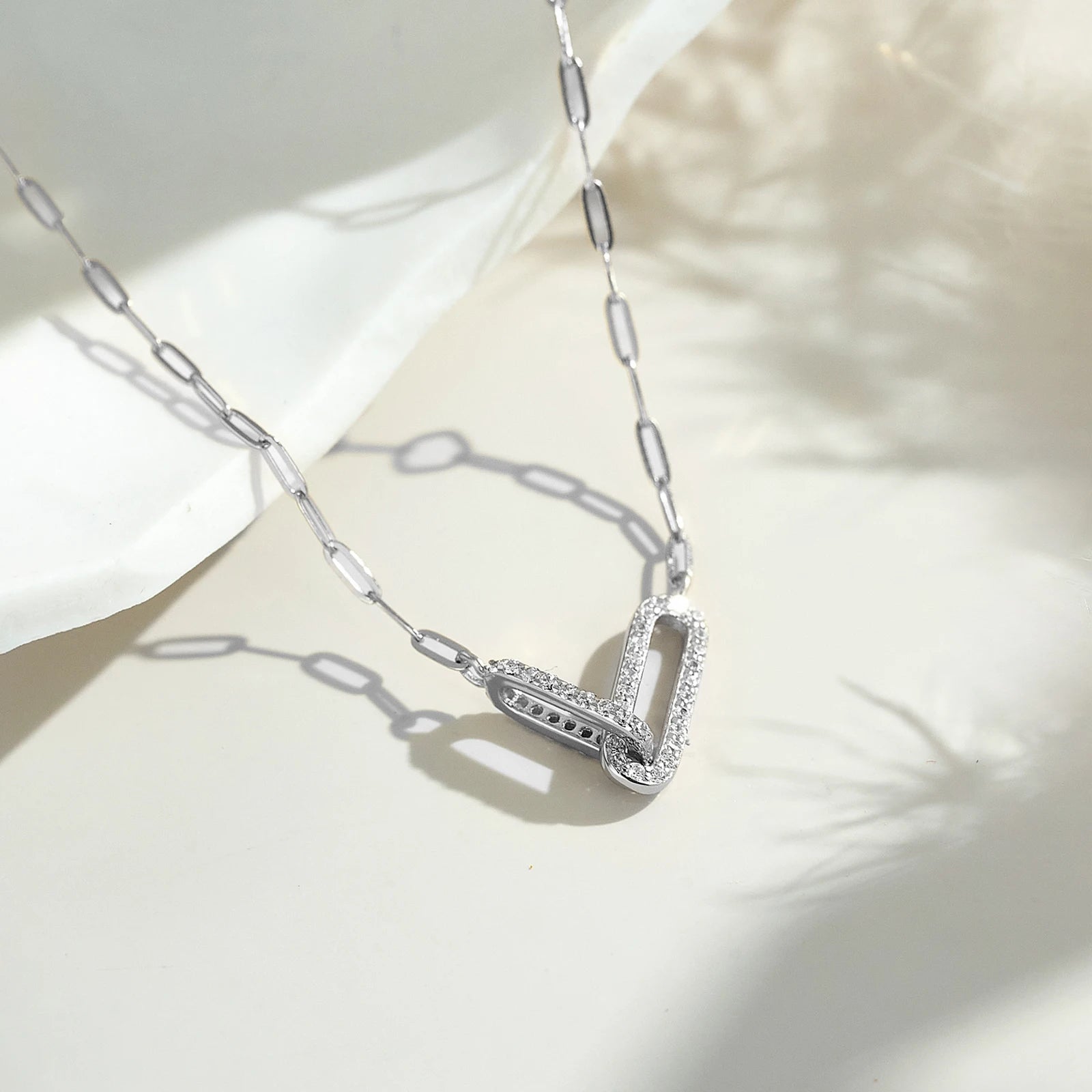 925 Silver Interlock Zircon Necklace