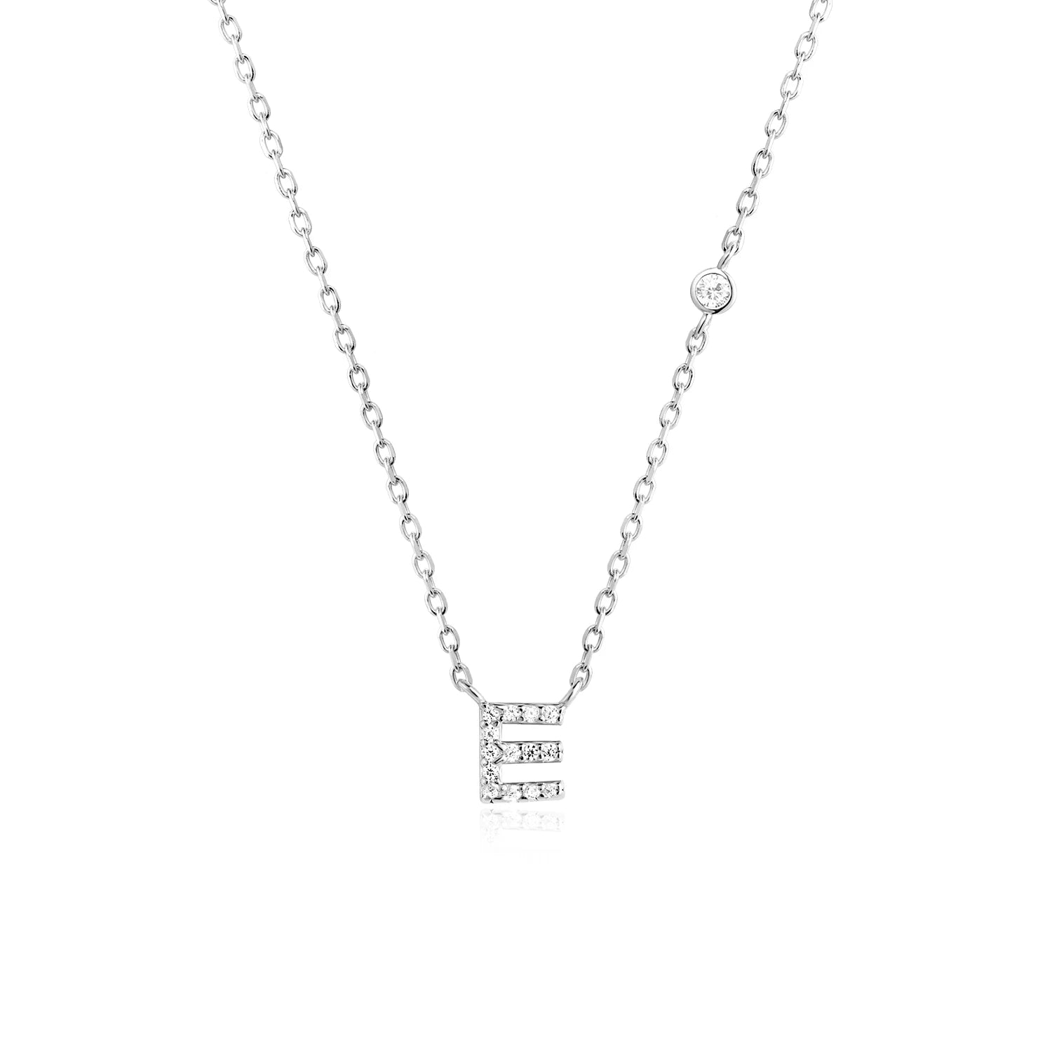 925 Silver Zircon Initial Necklace
