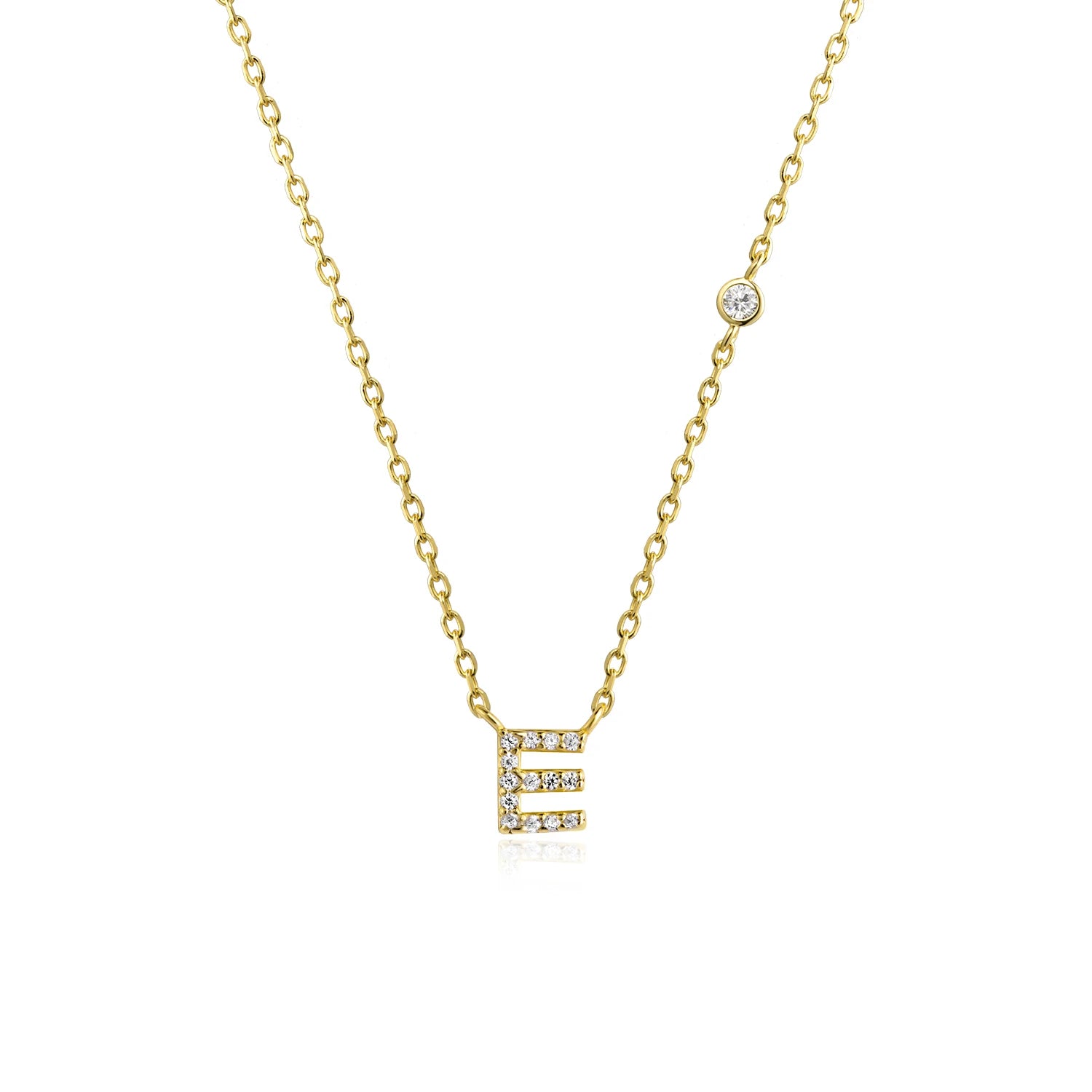 925 Silver Zircon Initial Necklace