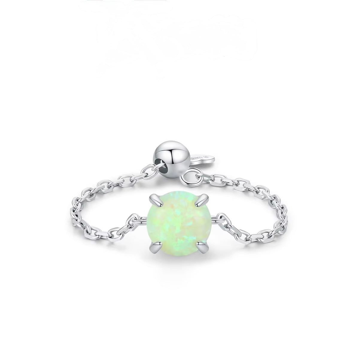 S925 Sterling Silver Opal Link Ring