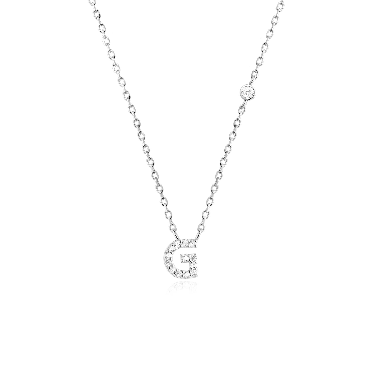 925 Silver Zircon Initial Necklace