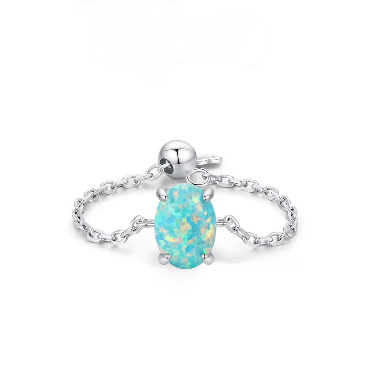 S925 Sterling Silver Opal Link Ring