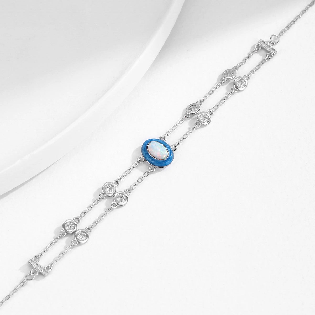 Gradient Opal Double-Layer Charm Bracelet
